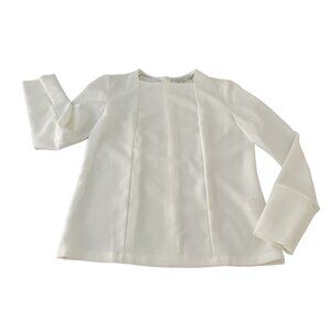 Sulwhasoo by Leyii White Blouse Long Slv Structured Top Zip Cuff Stretch Women S